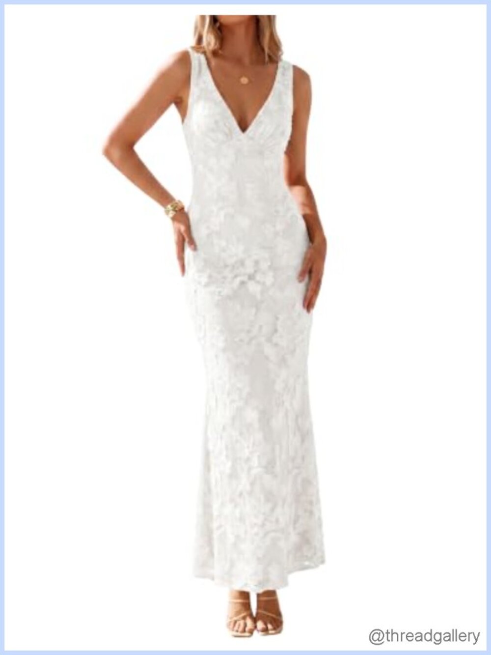 Floral Mesh Bodycon V Neck Maxi Dress Sleeveless Formal Cocktail